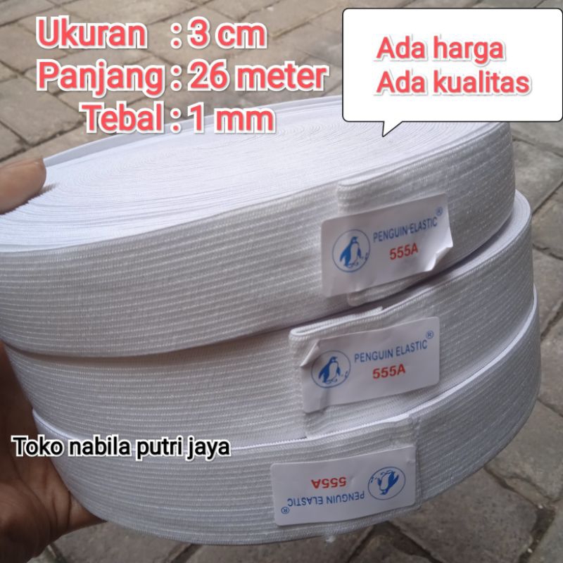 1 gulung karet elastis 3 cm, karet pinggang celana, karet kolor