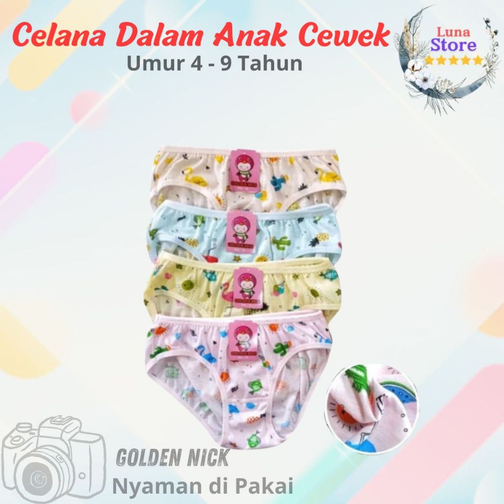 GROSIR 6 PCS Celana Dalam Anak Cewek Golden Nick / Cd Anak Murah / Cd Anak Perempuan - Celana Dalam 