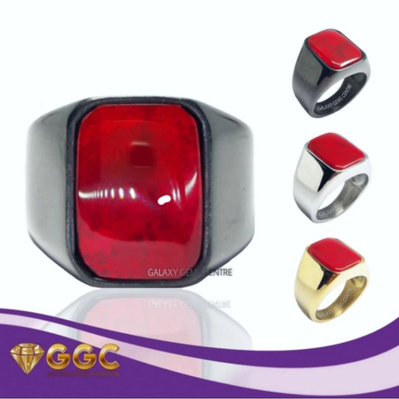 Batu Cincin Red Coral Marjan Original