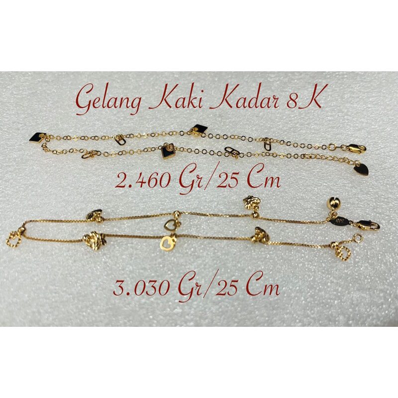 GELANG KAKI EMAS KADAR 8K