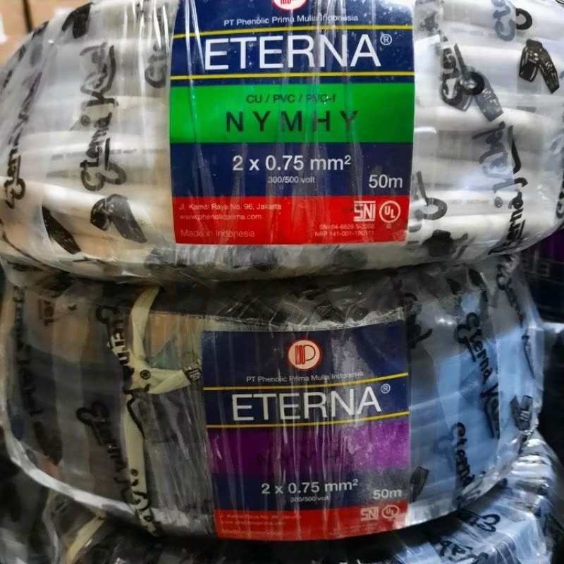 KABEL LISTRIK ETERNA NYMHY 2X0.75 SERABUT PAKET METERAN KABEL LISTRIK ETERNA