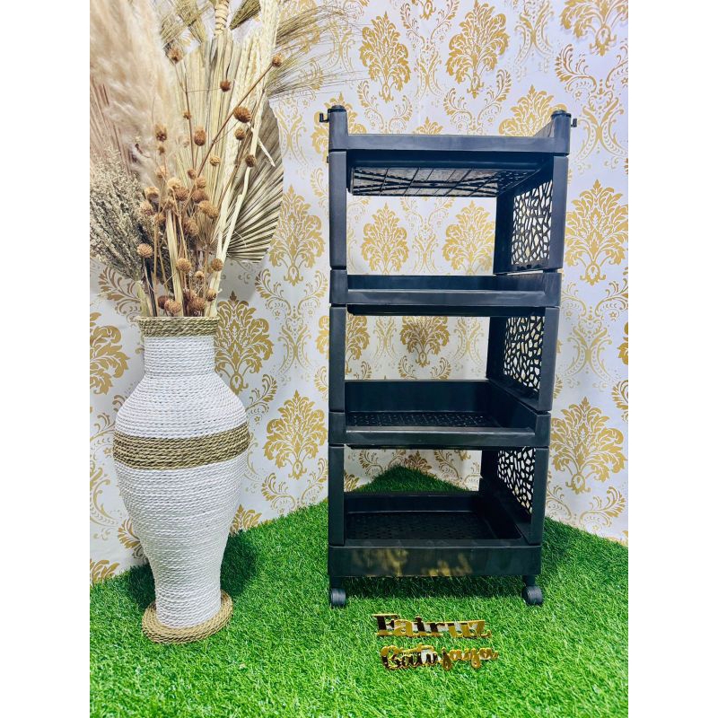 Rak yoyo 4 susun roda ada cangkolan naro barang / rak apartemen