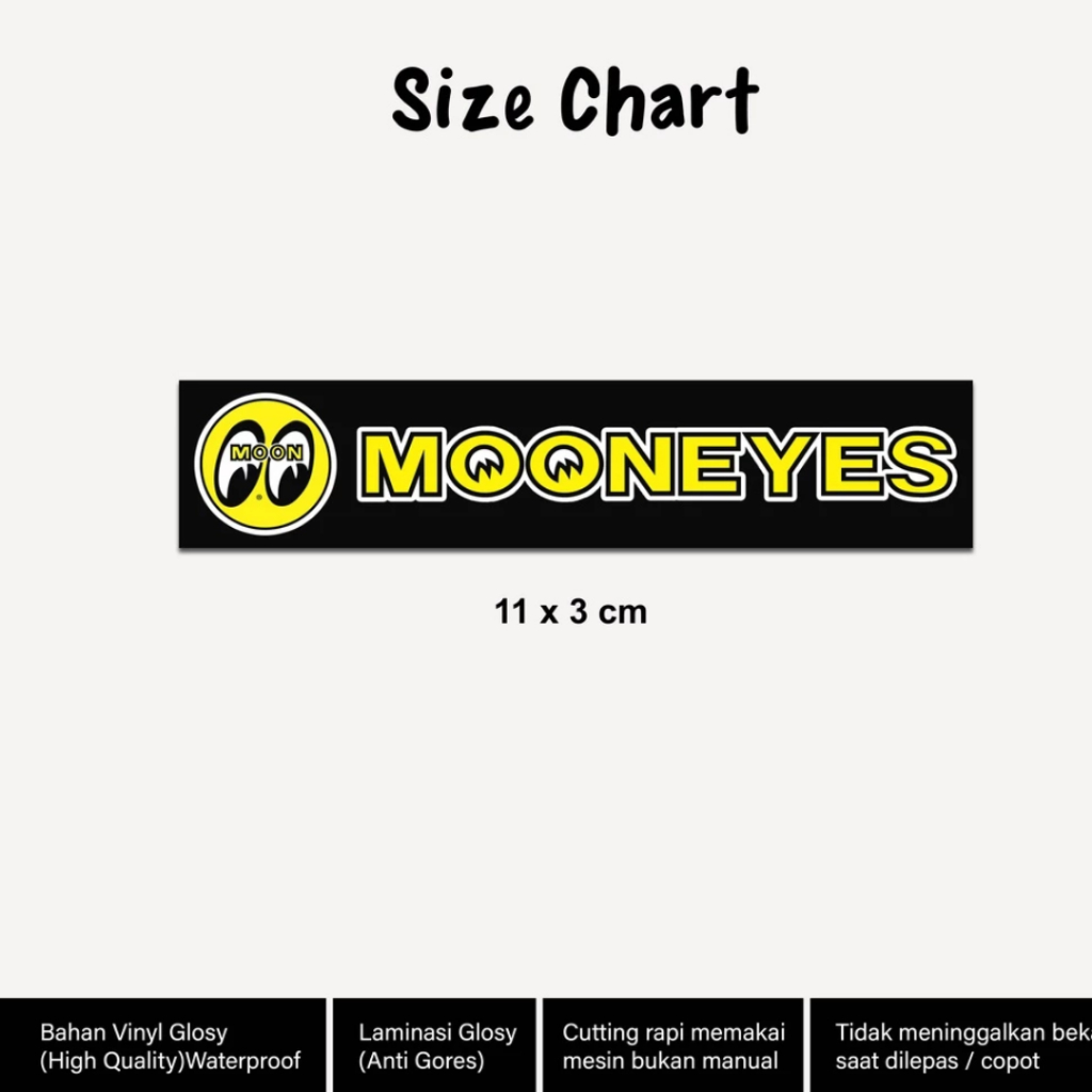 

Stiker Sticker Mooneyes Vinyl Laminasi Glossy Panjang 11cm Satuan