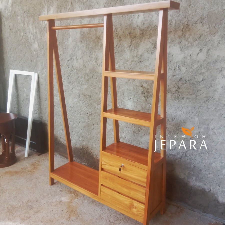 Standing Hanger - Gantungan Baju - Gantungan Handuk Kayu Jati