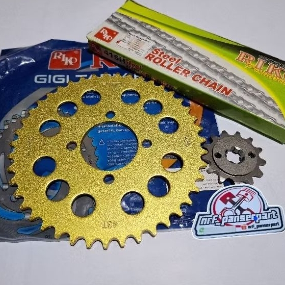 GEARSET RANTE 415/GEAR PAKET RANTAI SUZUKI SHOGUN 125 SMASH R 110 LAMA/NEW TITAN SHOGUN 110 R NEW KE