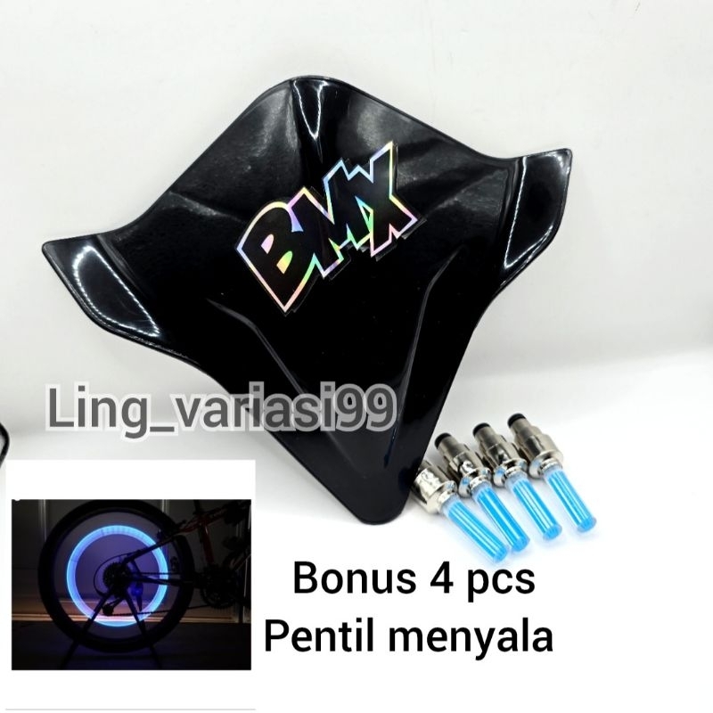 1 PAKETAN (4 PCS) Tutup Pentil Ban LED Pentil Ban SEPEDA+VISOR SEPEDA BMX PLUS STIKER HOLOGRAM