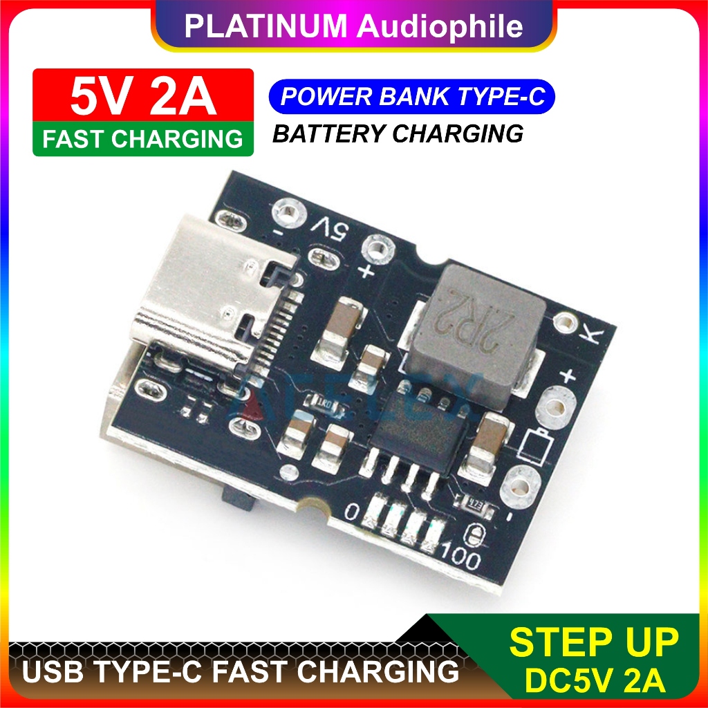 RB Modul Power Bank USB Type-C Fast Charger Step up Charging Lithium Baterai 18650