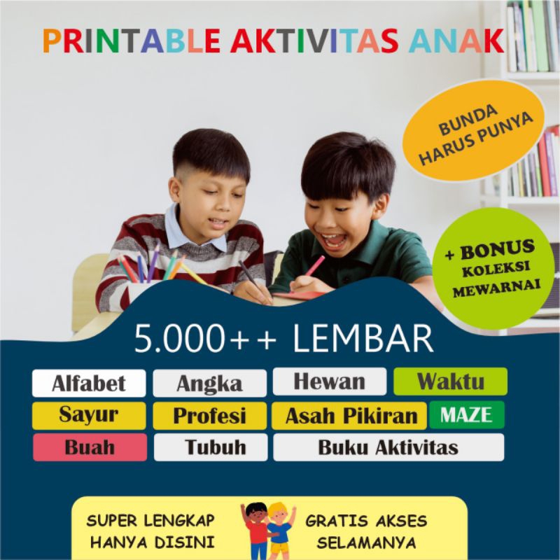 Paket Lengkap Worksheet Paud Printable Buku aktivitas anak
