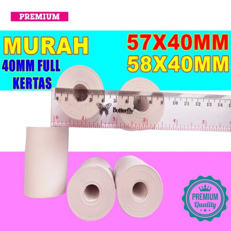 

Kertas Thermal 57x40 / 58x40 MM (per 1 Roll Polos) strip hitam, kertas Printer Bluetooth Kasir strip Hitam