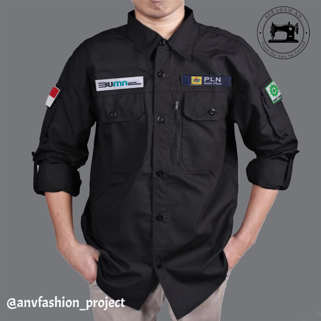 Kemeja Tactical Custom Bordir  Kemeja Custom Emblem Custom Logo Perusahaan