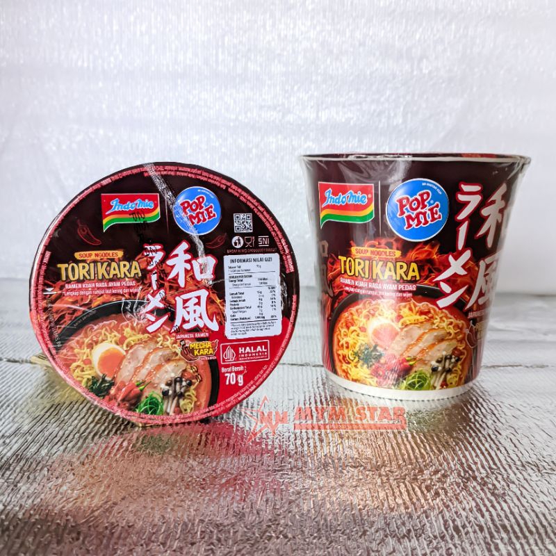 

Indomie Pop Mie Tori Kara - Mi Instan Cup Ramen Kuah Rasa Ayam Pedas - Noodle Cup 70g