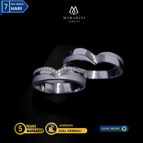Cincin Tunangan Emas Asli Kawin Silver Palladium Platinum Couple Nikah Lamaran Pasangan MH110