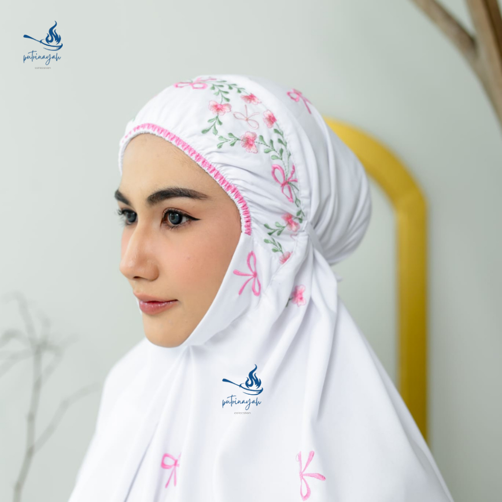 Putriinayaah - Mukena Dewasa AzzhraTelekung Wanita Muslim Renda Bordir Mewah