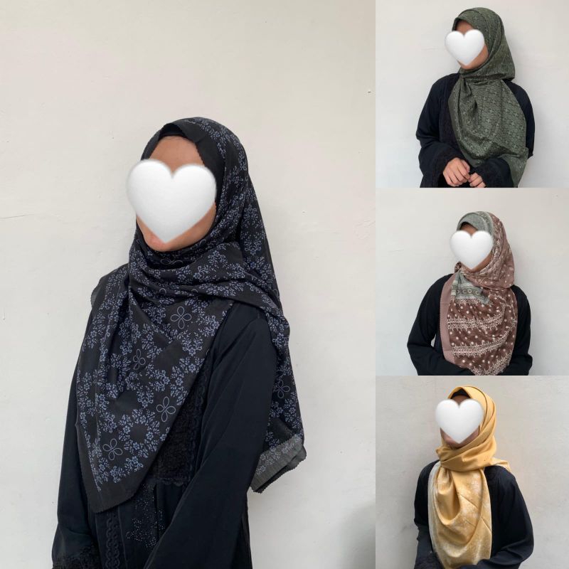 Hijab Segiempat Motif Jumbo Syari 130cm Voal Luxury