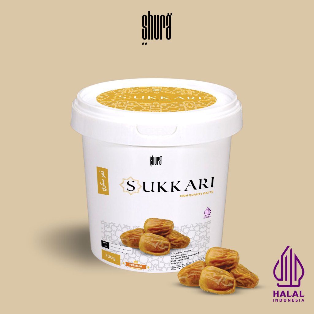 

Shura Kurma Sukari Dates Sukkari Raja Ember 700gr Lembut Manis Legit Premium