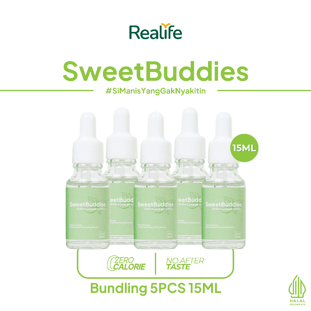

Paket Hemat 5 Stevia Liquid Zero Calorie Pemanis Cair Sweetener Herbal Alami Realife 15ml