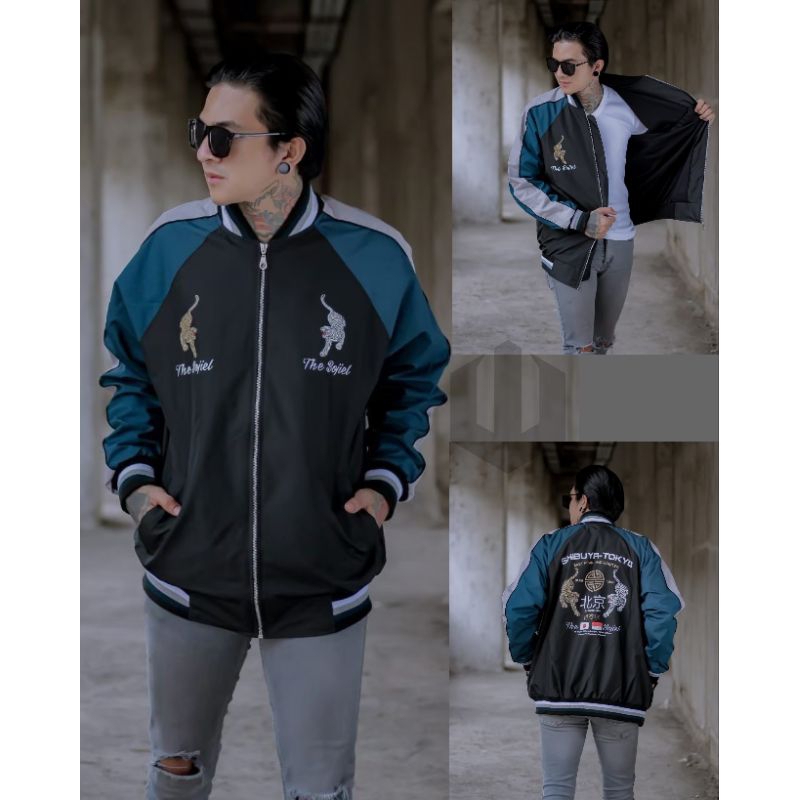 Jaket Sukajna Pria Original Sukajan polos logo Jaket Bomber Japan pull Bordir