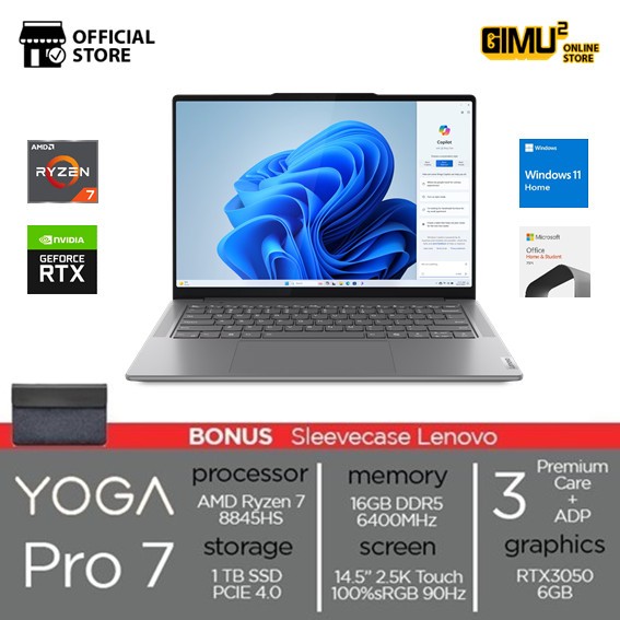Lenovo Yoga Pro 7 14AHP9 Ryzen 7 8845HS RTX 3050 16GB 1TB 14.5" 2.5K sRGB Touchscreen