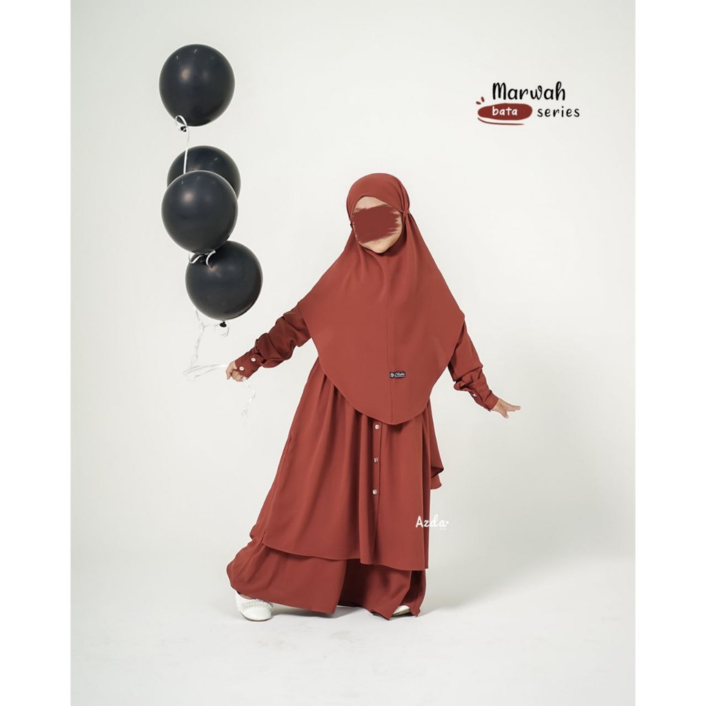 Gamis Anak Marwah set Khimar Ilyana Silk by Azda