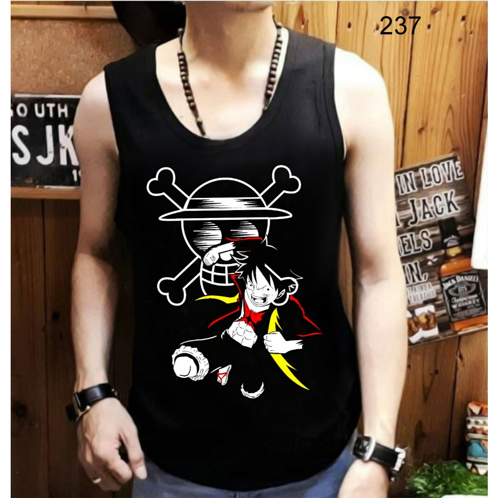 Singlet Lekbong Pria Motif Luffy Tinju