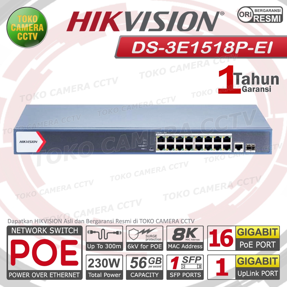 SWITCH POE HIKVISION DS-3E1518P-EI SMART POE SWITCH 16 PORT