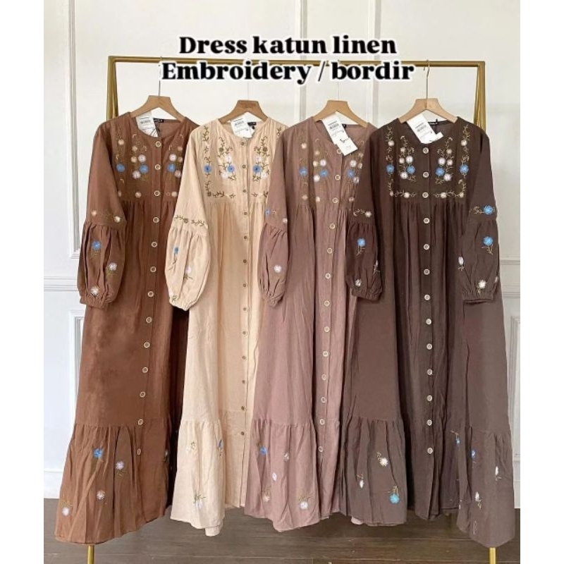 Gamis Katun Z@ra Bordir Premium / Gamis Bordir Linen Premium