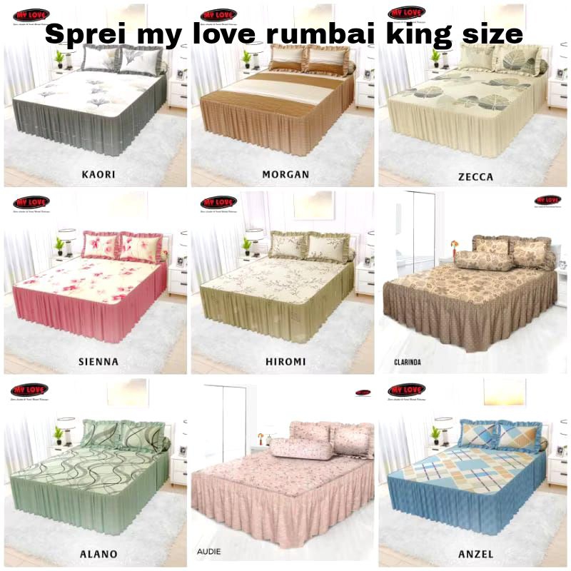 ALL NEW MY LOVE Sprei Rumbai 180x200 All New My Love (Panjang Rumbay 50 cm) / Seprai Renda