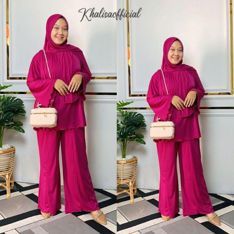 ONESET KULOT KAMILA (FREE HIJAB PASMHINA) JERSEY PREMIUM JUMBO || SETELAN WANITA HIJAB