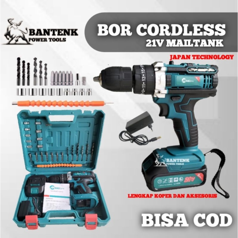 MESIN BOR CAS 21V MAILTANK SH190 (PAKET HEMAT) BOR BATERAI MURAH MESIN BOR CORDLESS DRILL 21V PAKET 