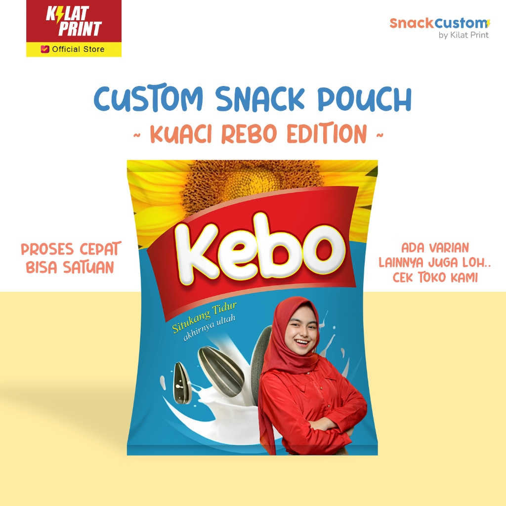 

Snack Custom Foto Teks Bungkus Pouch Jumbo Ala Kuaci Rebo