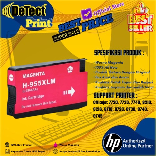 Catridge Tinta Compatible HP 955XL Magenta Printer Officejet 7720, 7730, 7740, 8210, 8216, 8710,8720