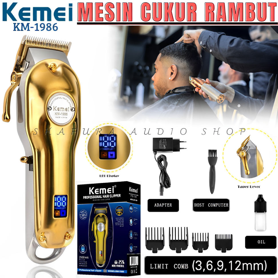 Alat Mesin Cukur Rambut Kemei Km-1986 Gold Hair Clipper Trimmer Electric | Kemei Km-1986 Gold Hair C