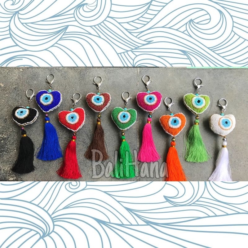Gantungan Heart Mote Bali/Bag Charm/Gantungan Tas/ganci/gantungan kunci Bali/boho/bohemian