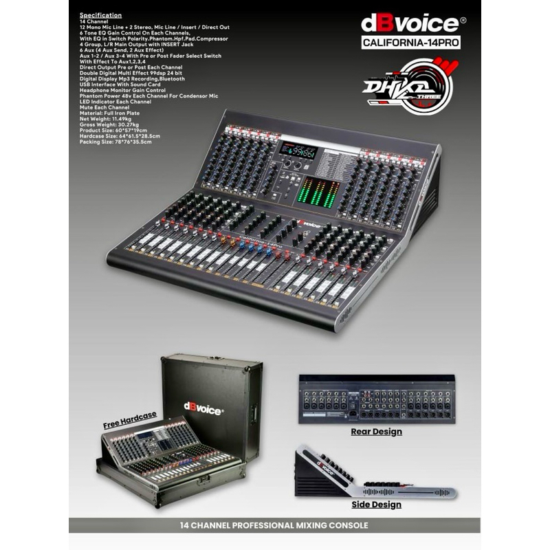 MIXER DBVOICE CALIFORNIA 14 PRO BARU + KOPER / MIXER DB VOICE CALIFORNIA 14 PRO BARU / Mixer Db voic