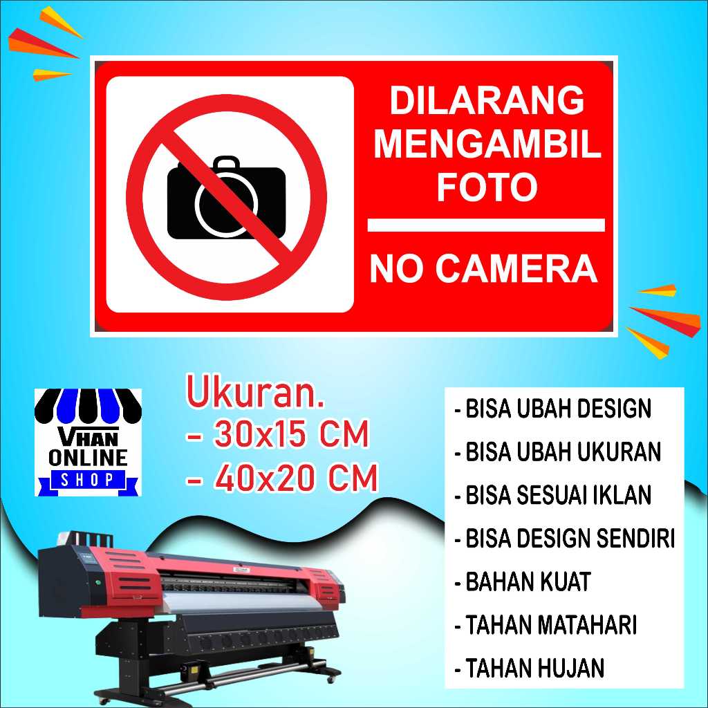 

Cetak Sticker Dilarang Mengambil Gambar Bahan Cerah Merah