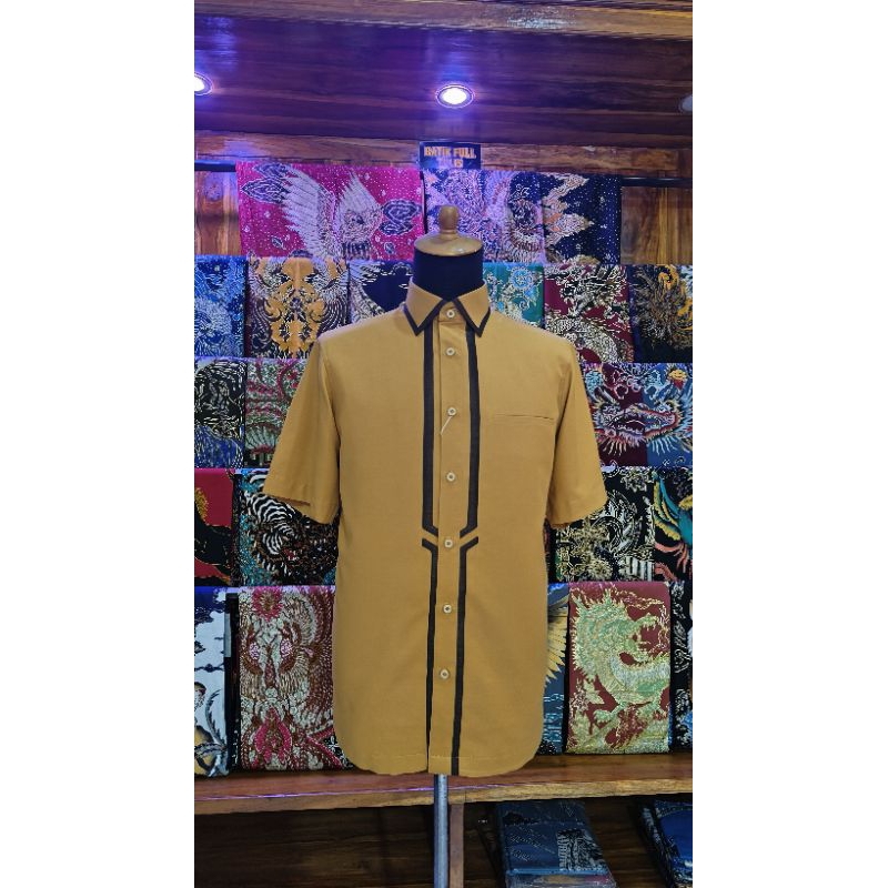 baju atasan kemeja pria lengan pendek Kemeja pria kuning kunyit kemeja benang kantor kemeja kerja
