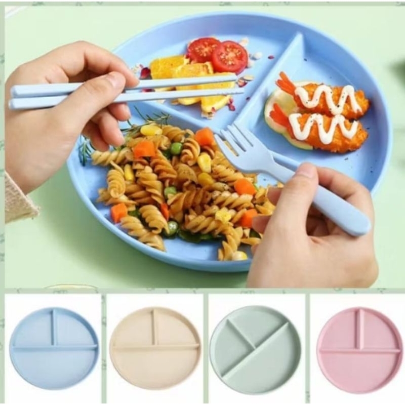 P096 PIRING MAKAN ANAK SEKAT 3 PIRING MAKAN SEKAT haisyababyshop