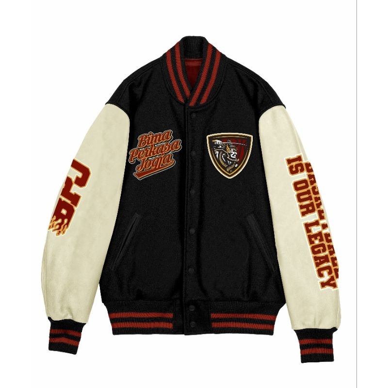 VARSITY JACKET - VARSITY BOXY JACKET HOOP MORE - JAKET VARSITY HITAM