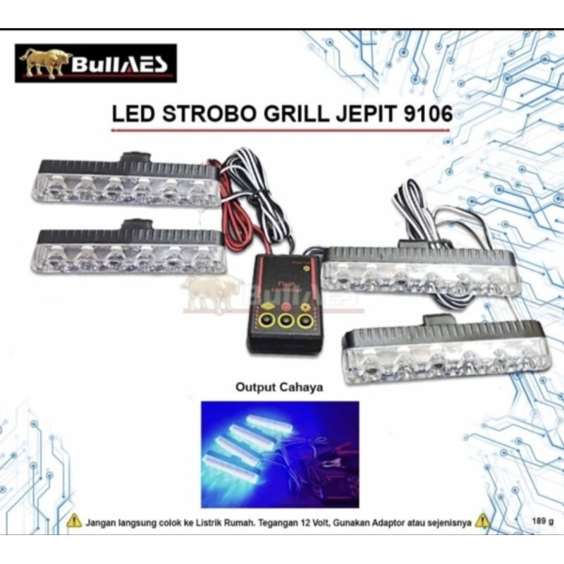 Lampu Tembak Kedip Flash Biru Biru Grill Jepit Mobil
