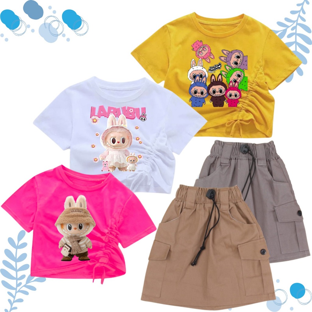 ROK CARGO ANAK PEREMPUAN / SETELAN ROK CARGO PENDEK ANAK PEREMPUAN 1-10 TAHUN