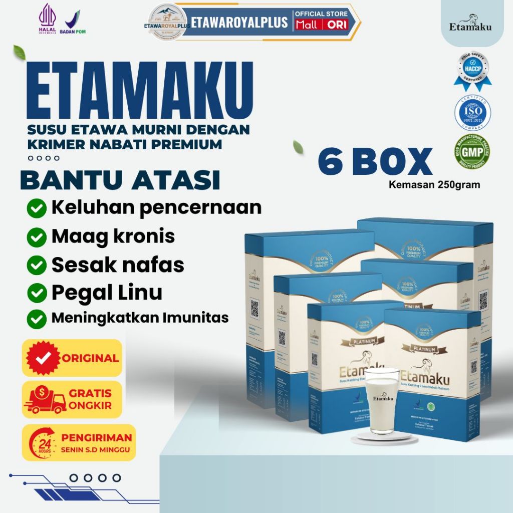 

Susu Etawa ETAMAKU PLATINUM - 6 Box 1500gram - Susu Pencernaan, Nyeri Sendi dan Asam Urat