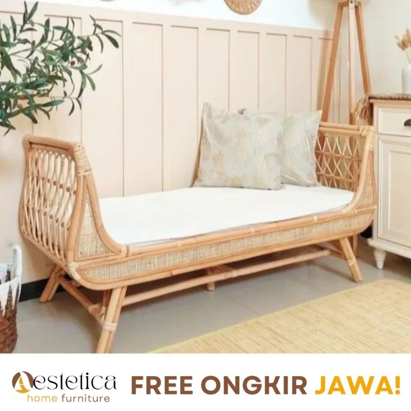 (FREE ONGKIR) SOFA BENCH ROTAN ALAMI KUALITAS EXPORT / SOFA ROTAN By Aestetica Furniture Surabaya