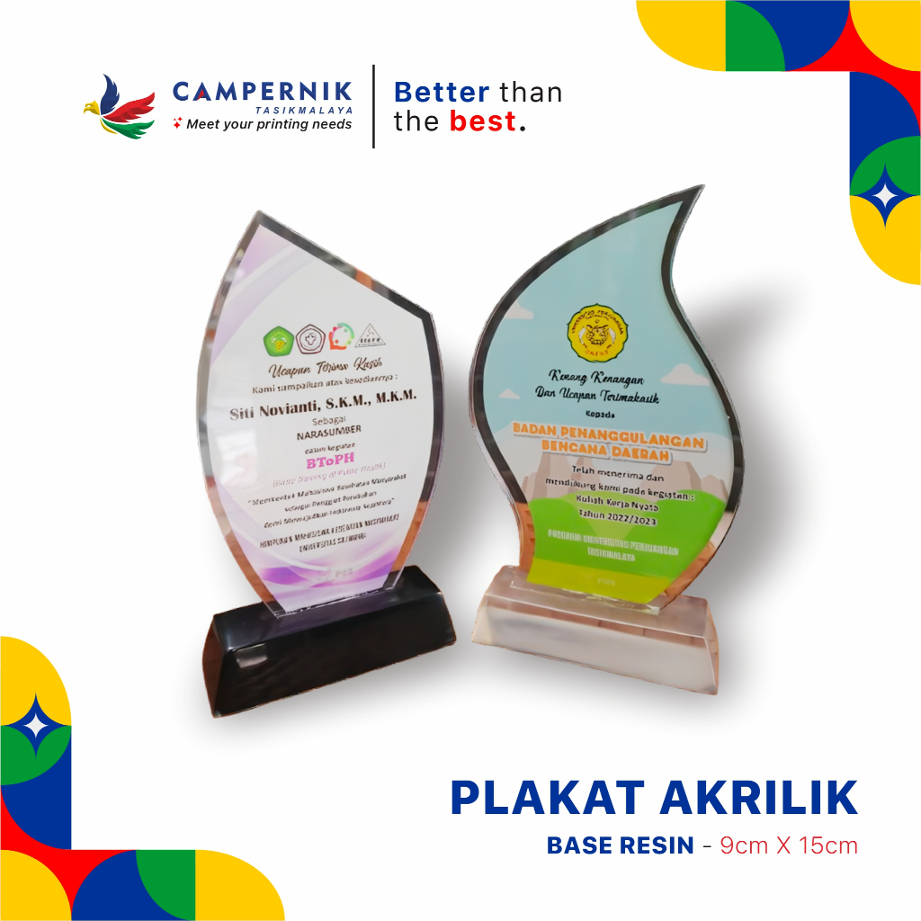 PLAKAT AKRILIK BASE RESIN / DESAIN CUSTOM / CINDERAMATA SEKOLAH / INSTANSI / MAHASISWA