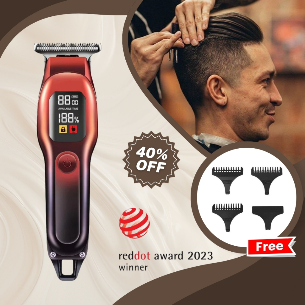 Cukur Rambut Elektrik Kemei Clipper Alat Cukur Rambut Elektrik Mesin Cukur Rambut Merah