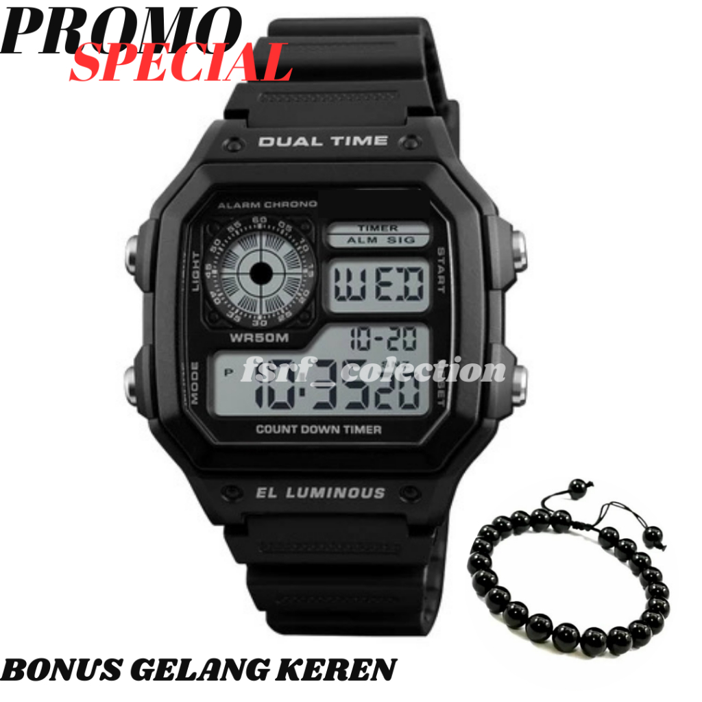 BONUS GELANG - Jam Tangan Pria Wanita Digital Anti Air MGOS