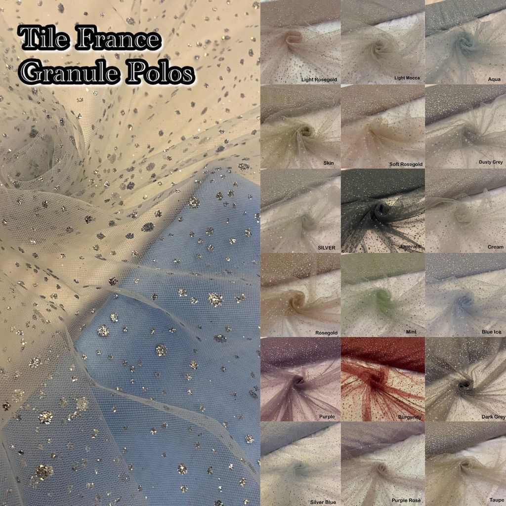 Kain Tile France Granule Polos / Tile Snow ( Harga PerSetengah Meter )