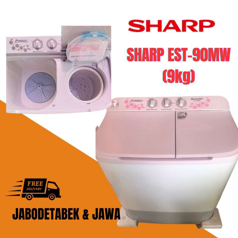 Mesin Cuci Sharp ES-T90MW 9kg Mesin Cuci Sharp 2Tabung 9kg Puremagic