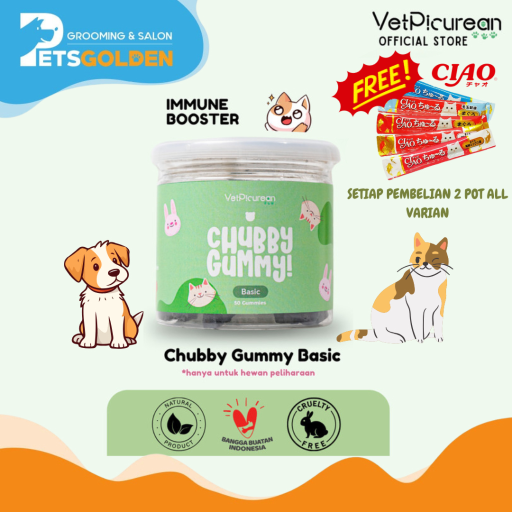 Vitamin Kucing Anjing VETPICUREAN Chubby Gummy Basic