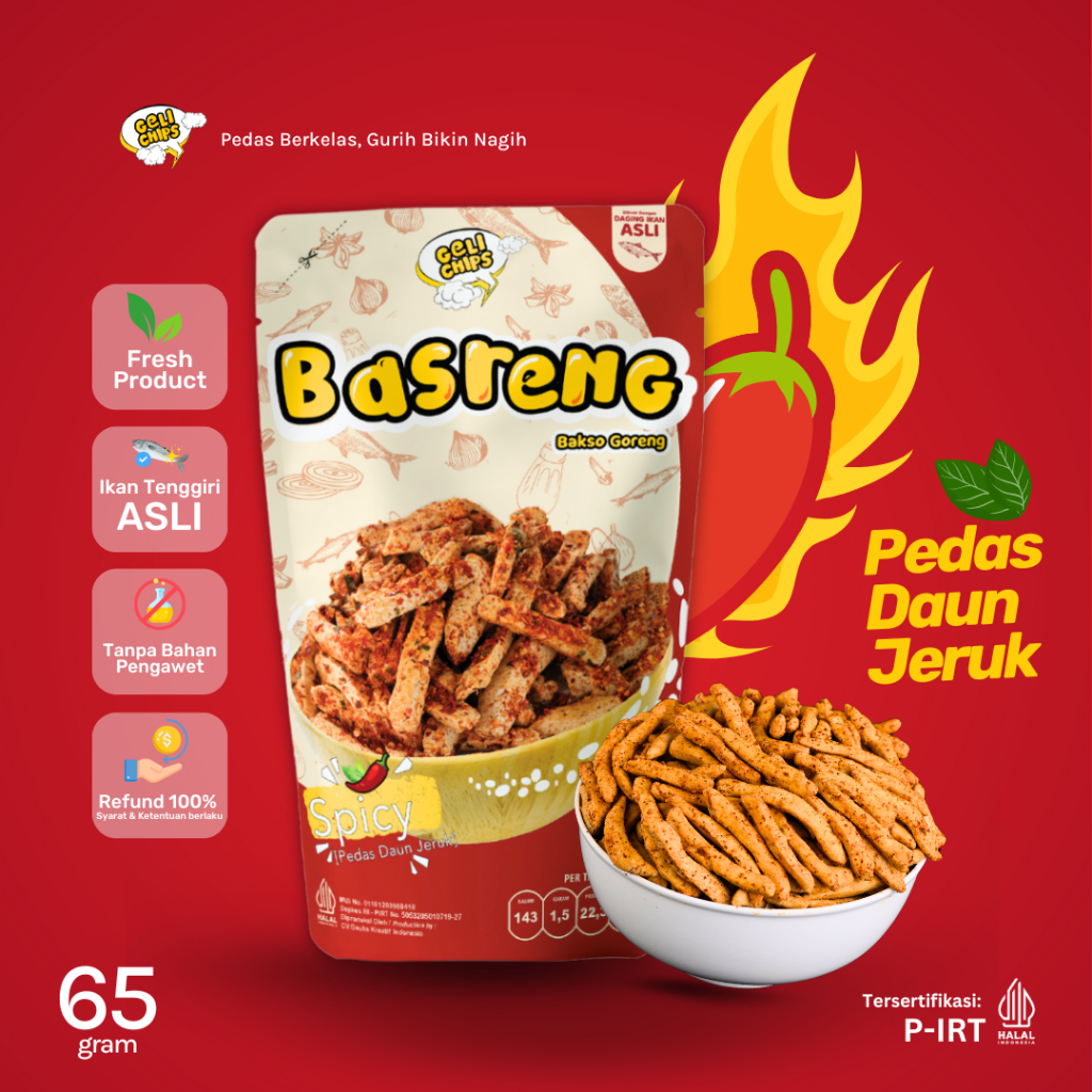 

GELICHIPS - Bakso Goreng (BASRENG) Pedas Daun Jeruk 65gr