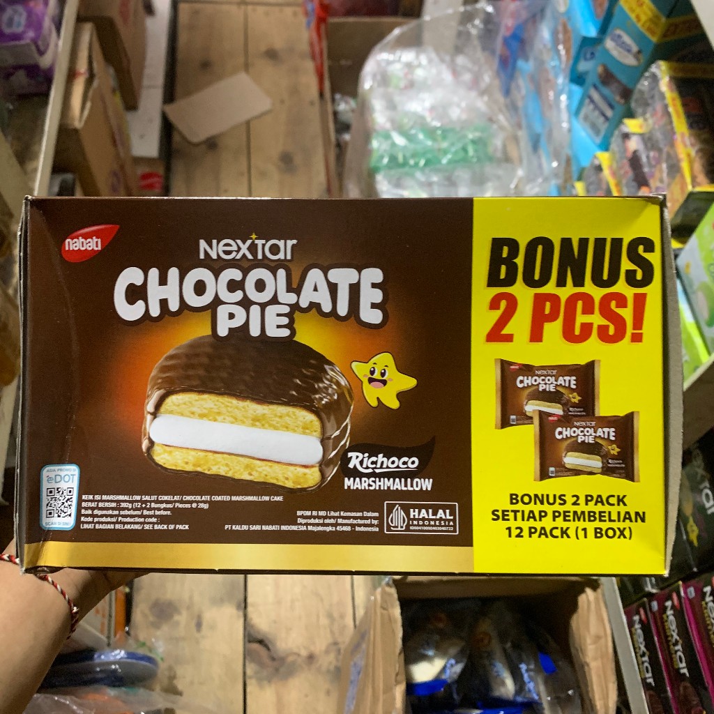 

Nextar Chocolate Pie Marshmallow 1 box isi 12 pcs + 2 pcs bonus